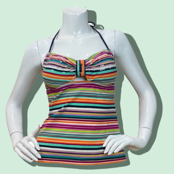 Sperry Top-Sider Navy Stripe Espadrille Tankini Top with Subtle Sequin Details - Picture 8 of 8
